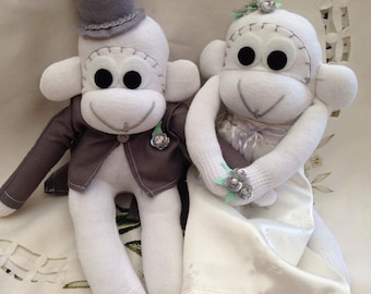 Bride & Groom sock monkeys (the pair)