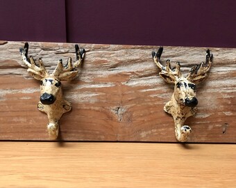 Coat hooks, rustic coat hook, clothes peg, deer coat hooks, rustic antique style deer coat hooks