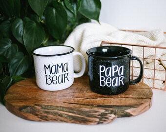 Mama Bear and Papa Bear | Campfire Mug | Coffee Set | Mom and Dad | Gifts For Mom and Dad | Camping Mug | Coffee Mug | Gift Set