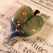 Handmade Lampwork Blue/Green Glass and Silver Dot Heart Pendant