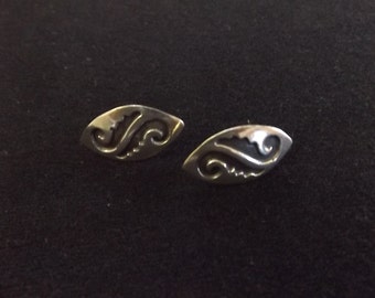 Antique 925 Silver Screw Back Earrings - Made In Mexico