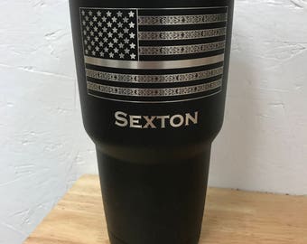 Thin Blue/Silver Line American Flag Tumbler