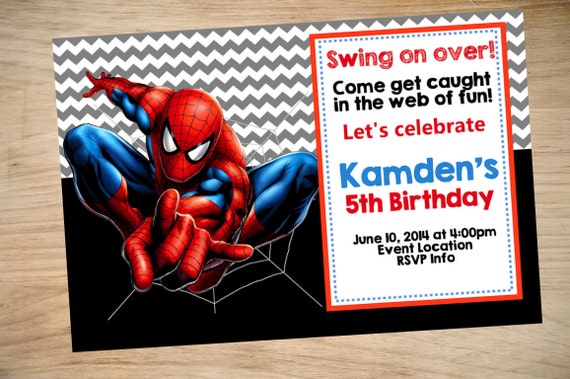 Spider-Man Birthday Invitation Spider-Man Invitation