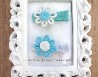 Mallory - Set of 2 Flower Hair Clips, Baby hair clip, baby girl, infant, toddler, girl hair bow, baby barrette