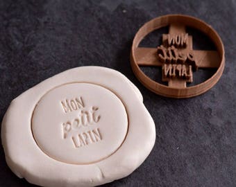 Mon petit Lapin cookie cutter- Message cookie cutter - French cookie cutter - cookie cutter for lovers and kids - text cookie cutter