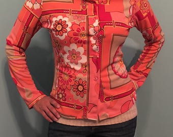 1970s Shirt - Flower Child Hippie Blouse - Retro Mod