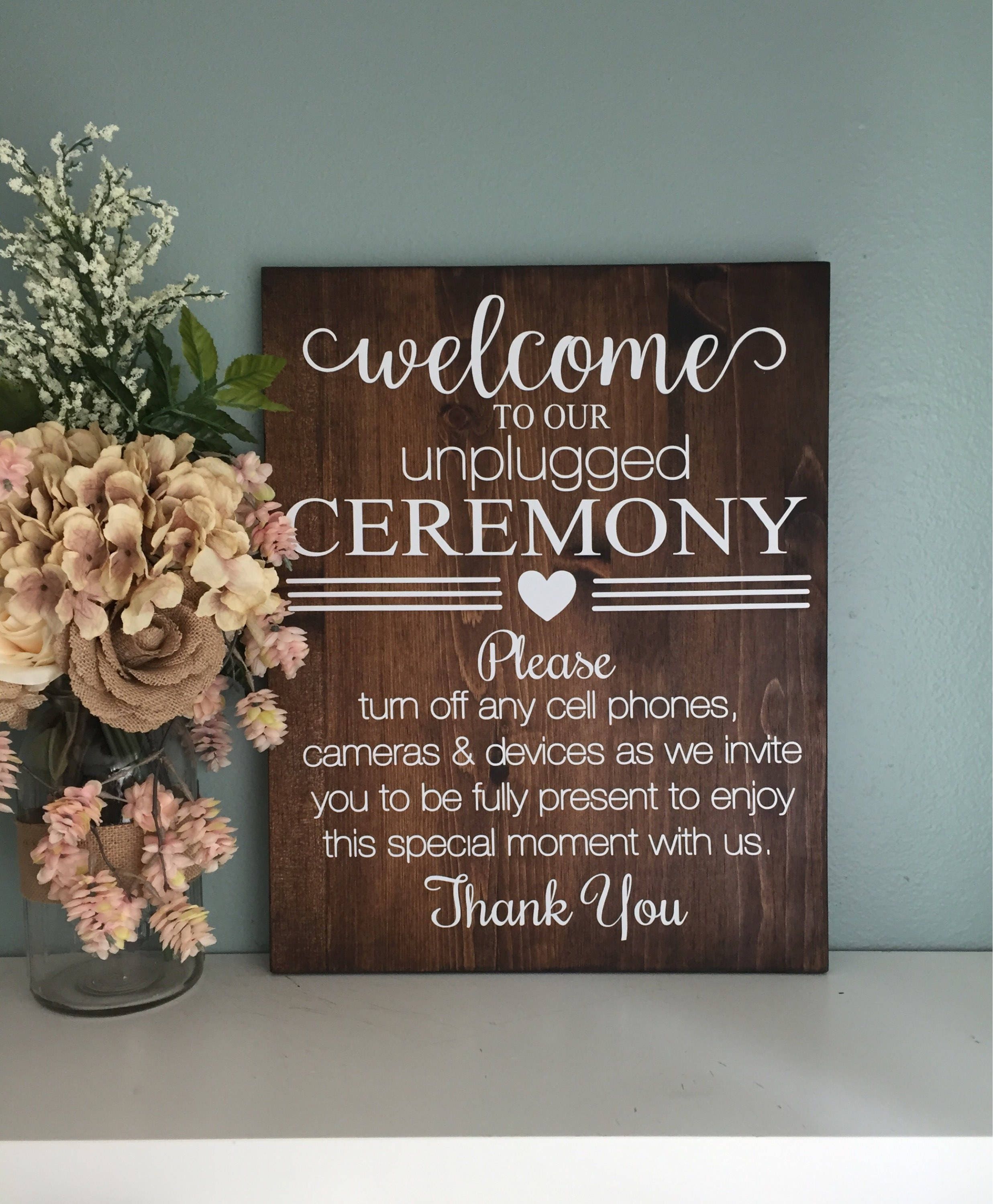 Unplugged Wedding Sign / Wood Wedding Welcome Sign / Rustic Wood