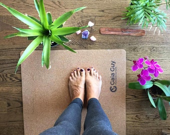 Travel Cork Yoga Mat + Natural Rubber - 72" x 24" x 3mm (4.1lbs) - Portable, Light, Best Non-slip Mobile Mat! Free Yoga Mat Sling too!