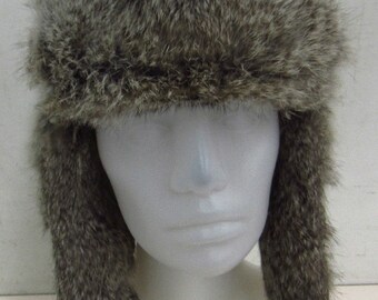 Fab Bomber Hat with Rabbit Fur Trim