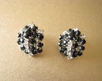 Black And Clear Rhinestone Earrings Stunning