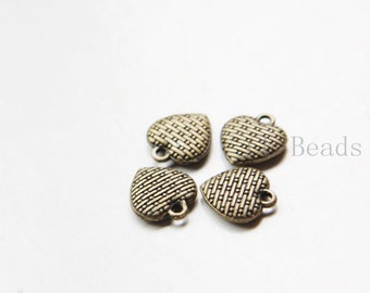 30pcs Antique Brass Tone Base Metal Charms-Heart 12x11mm (11158Y-C-324)