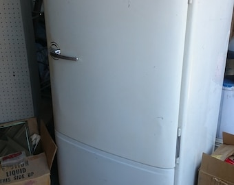 Local Pickup-1950 Hotpoint Working Refrigerator Retro fixer upper man cave garage kitchen bar refurbish freezer rack drawers vintage antique