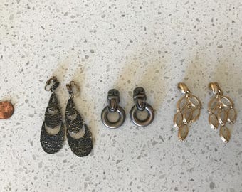3 Pair of Vintage Clip-on Earrings