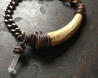 Real Deer Antler Bracelet Wire Wrapped Bracelet Rustic Jewelry Chain Bracelet Deer Antler Jewelry DanielleRoseBean Antler Tip