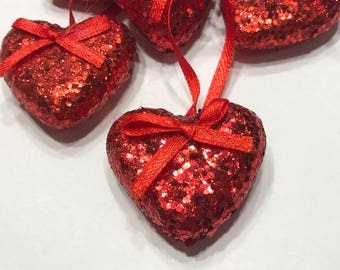 3 glitter heart ornaments, 40 mm (AA1)
