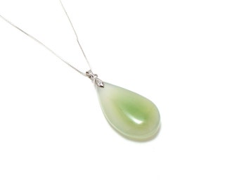 Ice Jade Pendant/ Pale Jade Pendant/ Carved Green Pendant/ White Jade Pendant/ Green Jade Pendant