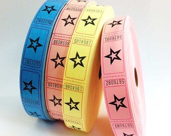 100 Star Tickets, Paper Tickets Carnival Craft Fair Games Invitations Scrapbooking Mixed Media School Picnic PTA Game Night Blank Ticket