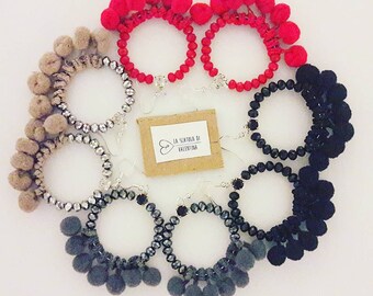 Pompom Hoops Earrings