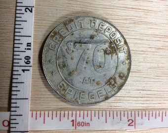 Vintage Old Token Coin Spiegels Credit Deposit Used