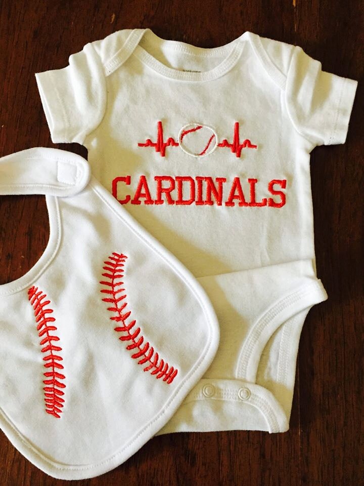 Baby boy baseball onesie and bib Cardinals Baseball