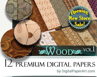 Wood Digital Paper pack Vol.1-Wood Printable scrapbook paper. Wood Digital Papers. Wood Instant Download.Commercial Use Wood patterns.Wooden
