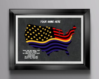 Thin Gold Line Flag * 911 Thank You Gift * 911 Dispatcher Gifts * Personalized 911 Gift * Dispatchers Home * Dispatcher Home Prints PP 3070