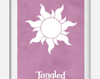 Tangled Disney Rapunzel Sun Lantern Minimalistic Art Design A4 Poster