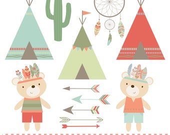 Tribal bears digital clipart set