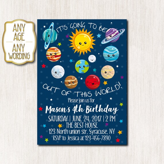 Solar System Birthday Invitations 2