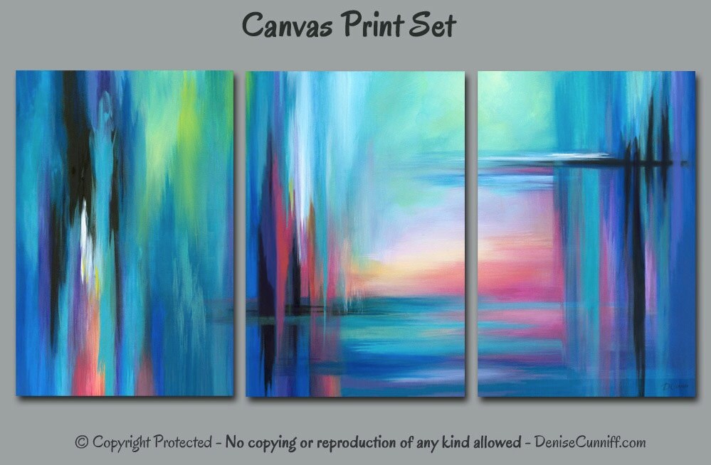 Multi panel Canvas art print set Abstract painting Wall art