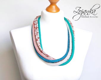 FABRIC necklace, statement textile necklace, fabric jewelry, fashion gift ideas, necklace, SUMMER bib necklace, birthday gift idea, colorful