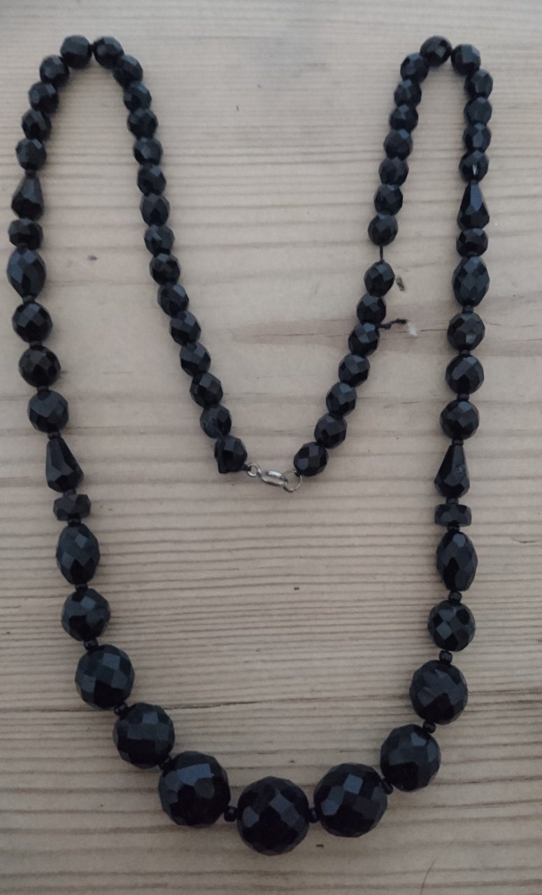 Vintage French jet bead necklace