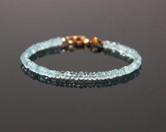 Aquamarine Bracelet - Aquamarine Bead Bracelet, Aquamarine Jewelry, Aqua Bracelet, March Birthstone, March Birthstone Bracelet,