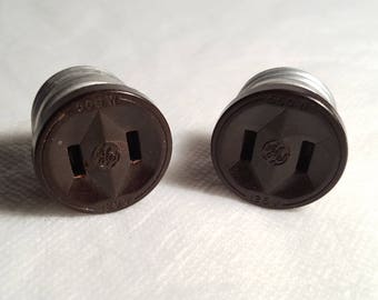 Rustic bakelite retro style flush-mounted RTV antenna socket - black