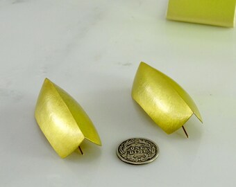 Pierced Gold Leaf Earrings Sterling Silver