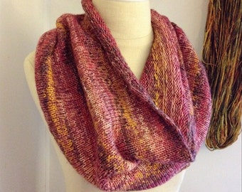 Knitting Pattern / Infinity Scarf Cowl Colourwork DIY Tutorial Mini Skeins / Raye Tweed Stripes Colorwork / PDF Digital Delivery
