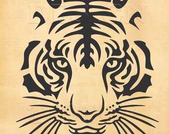 Tiger SVG, head of a tiger, svg, dxf, eps, png, print and cut file for Silhouette, Cricut, tattoo design, t-shirt designs, wall decor