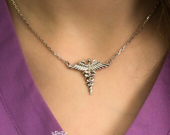 Caduceus Necklace-Caduceus Jewellery-Medical Jewellery-Medical Gift-Gift for Doctor-Gift for Nurse-Nurse Jewellery-Gift for Student