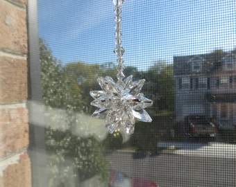 Swarovski Crystal Suncatcher, Crystal Starbrust Suncatcher, Clear Swarovski Suncatcher, For Home Or Car Keira's Crystal Creations