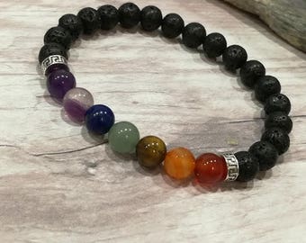 Chakra Bracelet, Yoga Bracelet, Aromatherapy, Spiritual Bracelet, Lava Rock Bracelet, Essential Oil, Healing Bracelet, Oil Diffuser Bracelet