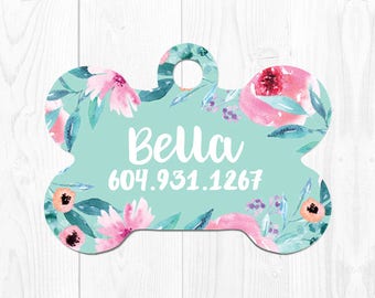 Personalized Dog Tag for Dogs Custom Dog Tag for Collar Pet ID Tag Dog ID tag Collar Tag for Dog Pet Tag Pink Dog Name Tag Pet Name Tag Mint