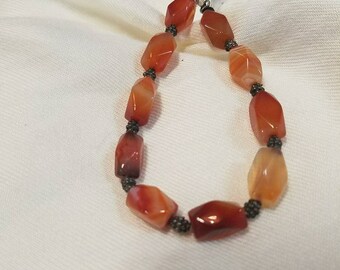 Carnelian Agate Sterling Silver Bracelet