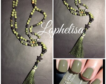 Necklace beads semi precious jade