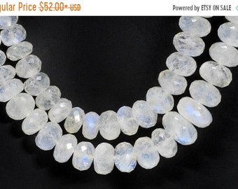 ON SALE Rainbow Moonstone Beads Faceted AA Rondelles Roundels Rondels Earth Mined Semiprecious Gemstone - 7-Inch Strands - 7 to 10.5mm