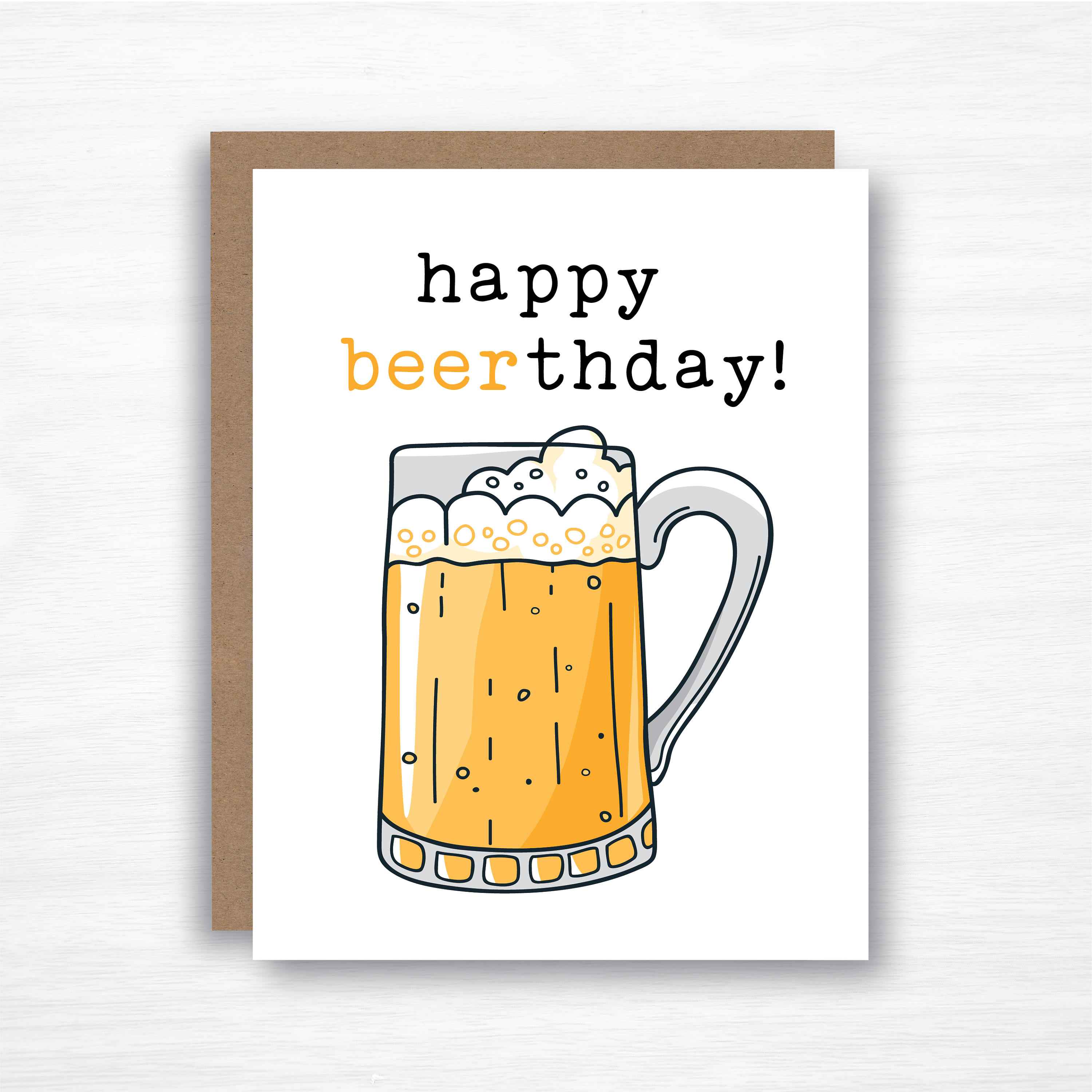 Happy Beerthday Beer Card Beer Birthday Card Birthday