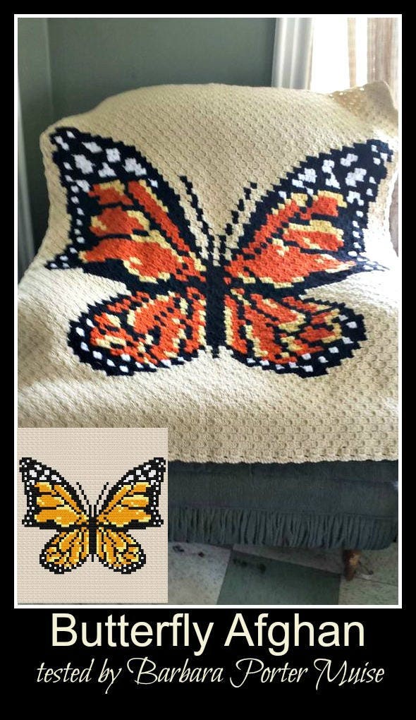 Butterfly Afghan 5 Color Butterfly Butterfly C2c Graph Crochet