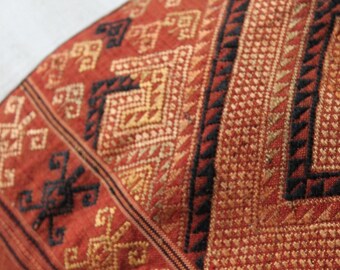 Vintage Handwoven Fabric Textile Tapestry, Wall Hanging, Copper Brown Color, Tribal, Possibly Thai, South Asian, Boho Chic,