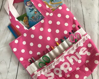 Personalized coloring tote / travel tote for kids / personalized childrens gift