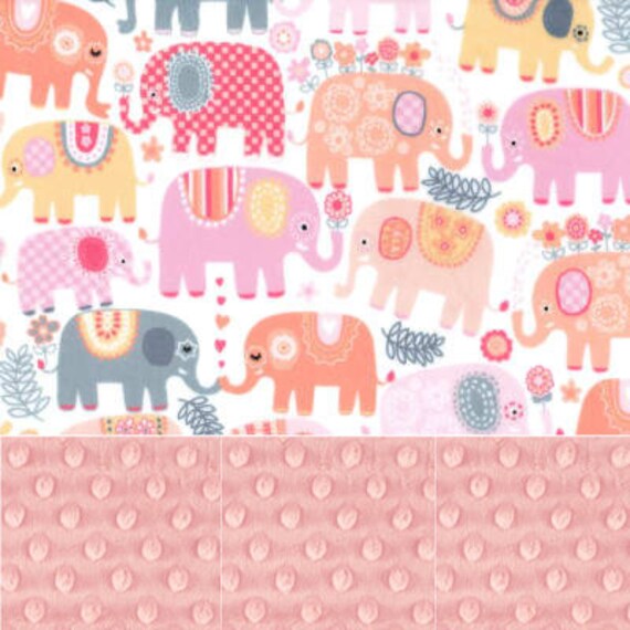 Elephant Minky Baby Blanket Girl, Pink Gray Personalized Blanket, Animal Baby Blanket, Receiving Blanket, Name Baby Blanket Baby shower gift