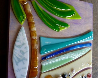 Coconut Surf by Shelly Batha Aloha Block Wall Hanging